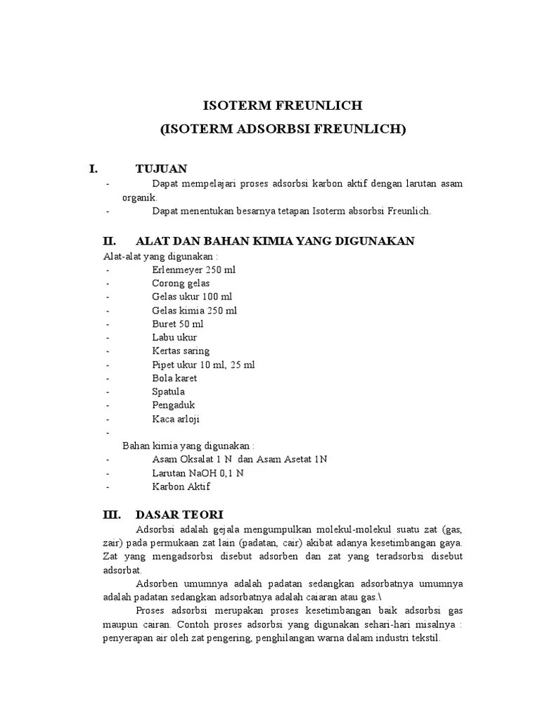 Laporan Praktikum Isoterm Freundlich | PDF