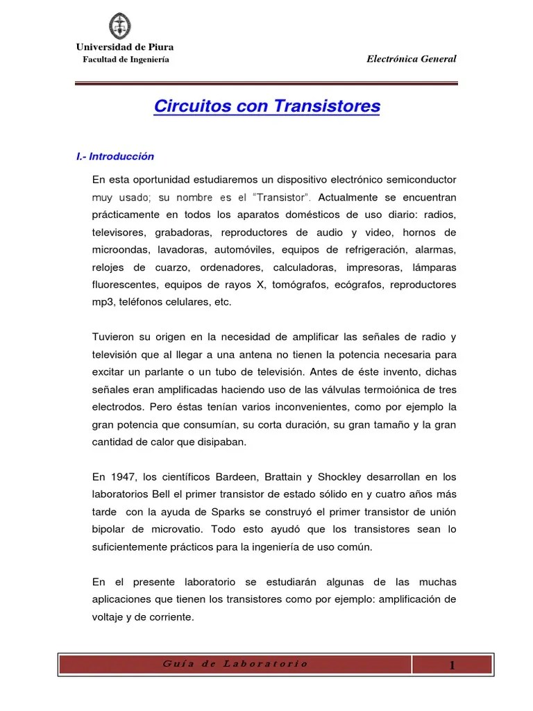 Lab N4 Circuitos Con Transistores PDF | PDF | Transistor | Transistor De Unión Bipolar