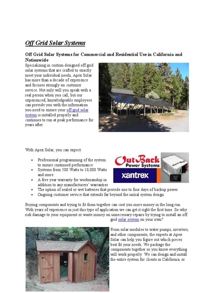 Off Grid Solar Systems | PDF | Power Inverter | Electrical Grid