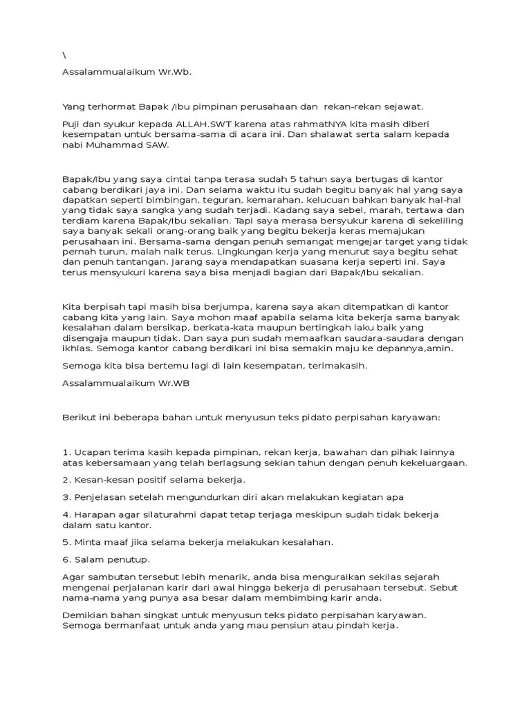 84 Kata Sambutan Perpisahan Pensiun