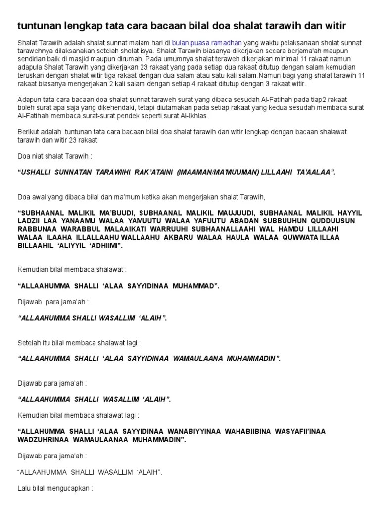 Tata Cara Dan Bacaan Shalat Tarawih 11 Rakaat - Menata Rapi