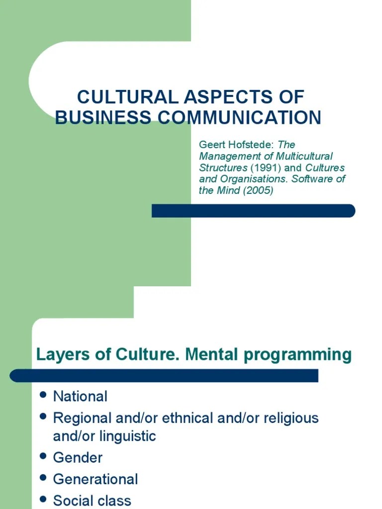 Cultural Aspects Of Business Communication | PDF | Femininity | Collectivism