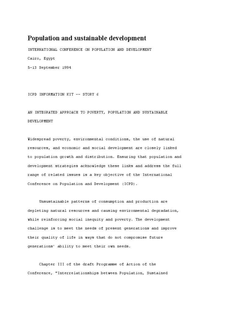 Population And Sustainable Development | PDF | Sustainability | Sustainable Development