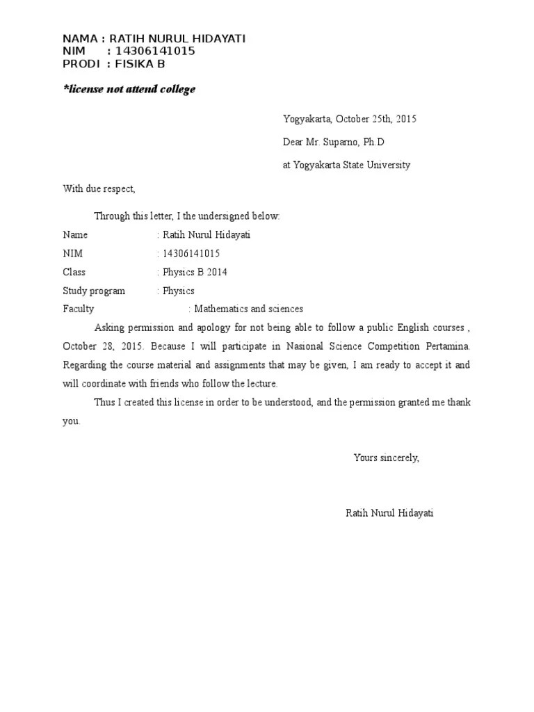 Beberapa contoh surat lamaran kerja juga banyak tersedia di internet. Contoh Surat Izin Cv Dan Surat Lamaran Kerja B Inggris Pdf Academic Certificate Secondary School