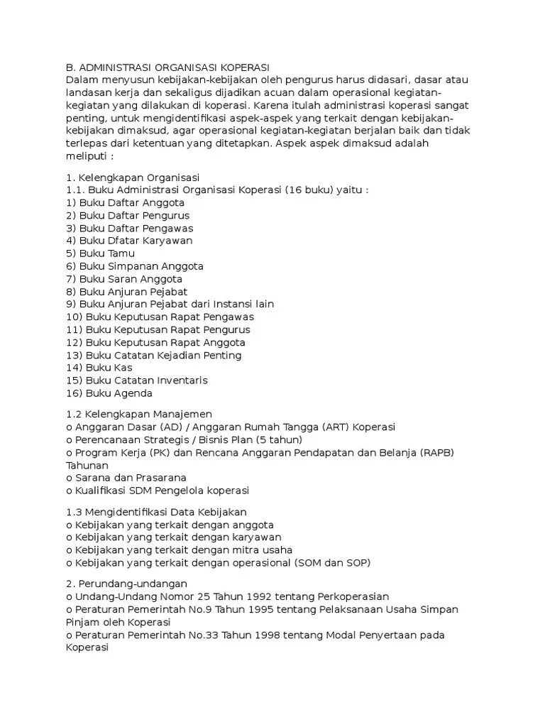 Administrasi Organisasi Koperasi | PDF