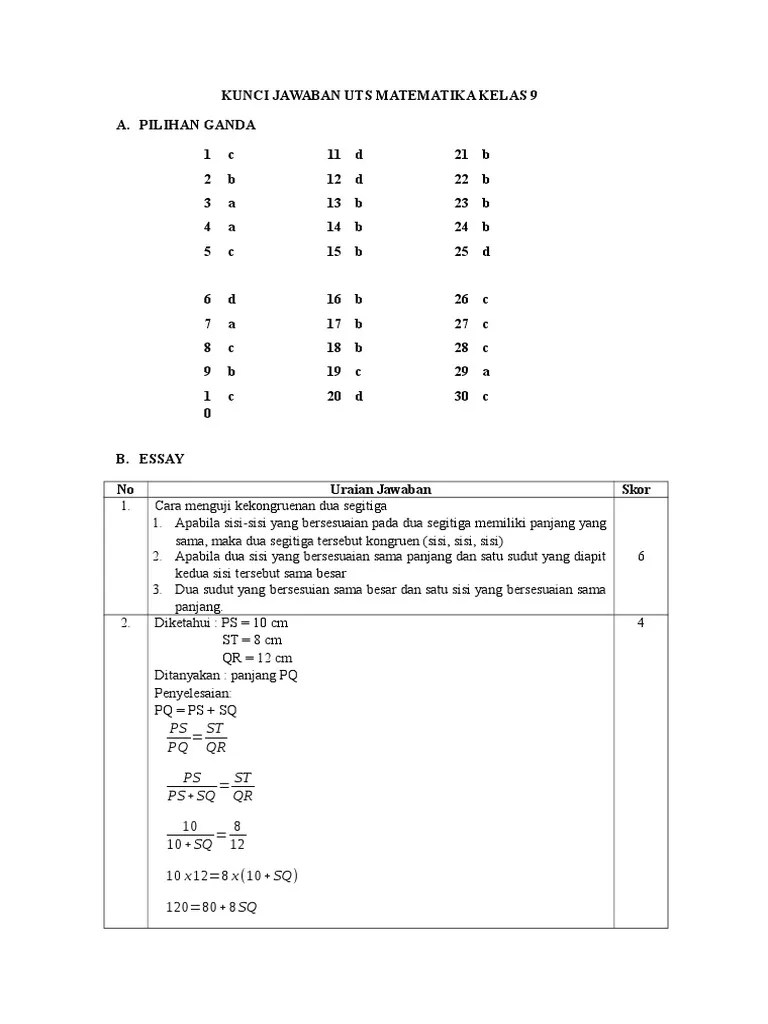10 soal dan soal tersebut di berikan dalam bentuk soal pilihan ganda, . Soal Matematika Kelas 9 Pilihan Ganda Revisi Id