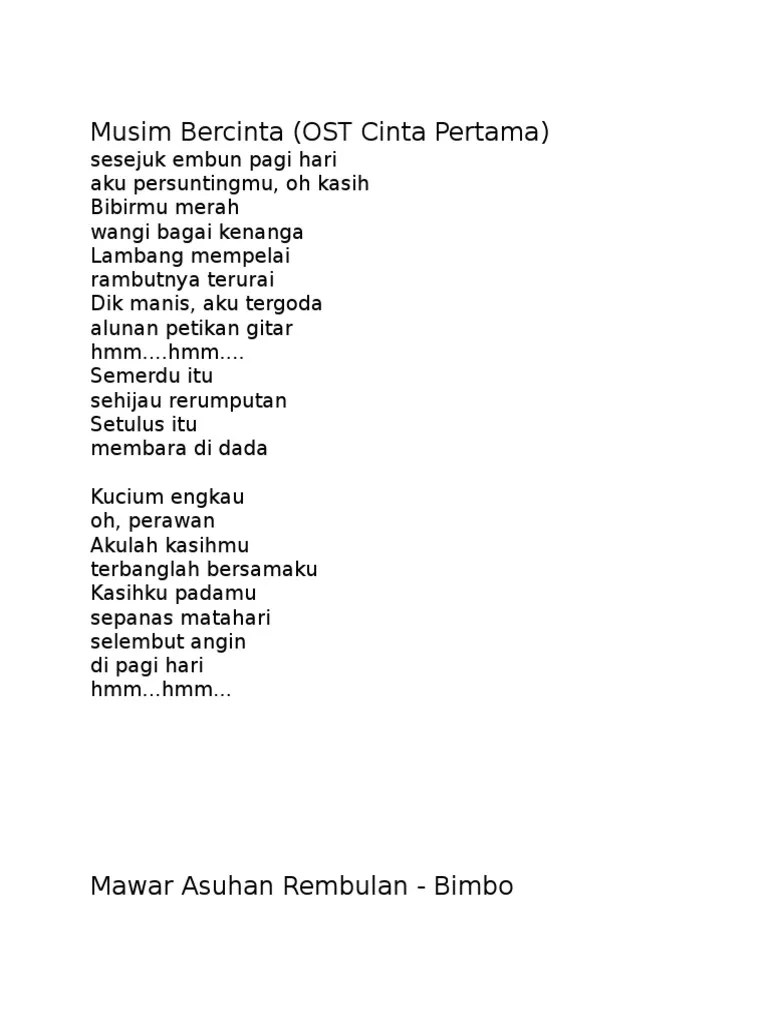 Canda tawamu kan ku dengar selalu walau hadirmu tak lagi bersamaku. Lirik Lagubimbo
