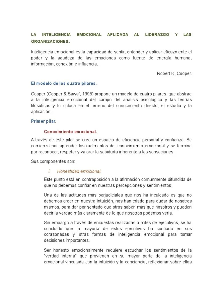 La Inteligencia Emocional Aplicada Al Liderazgo Y Las Organizaciones | PDF | Inteligencia ...