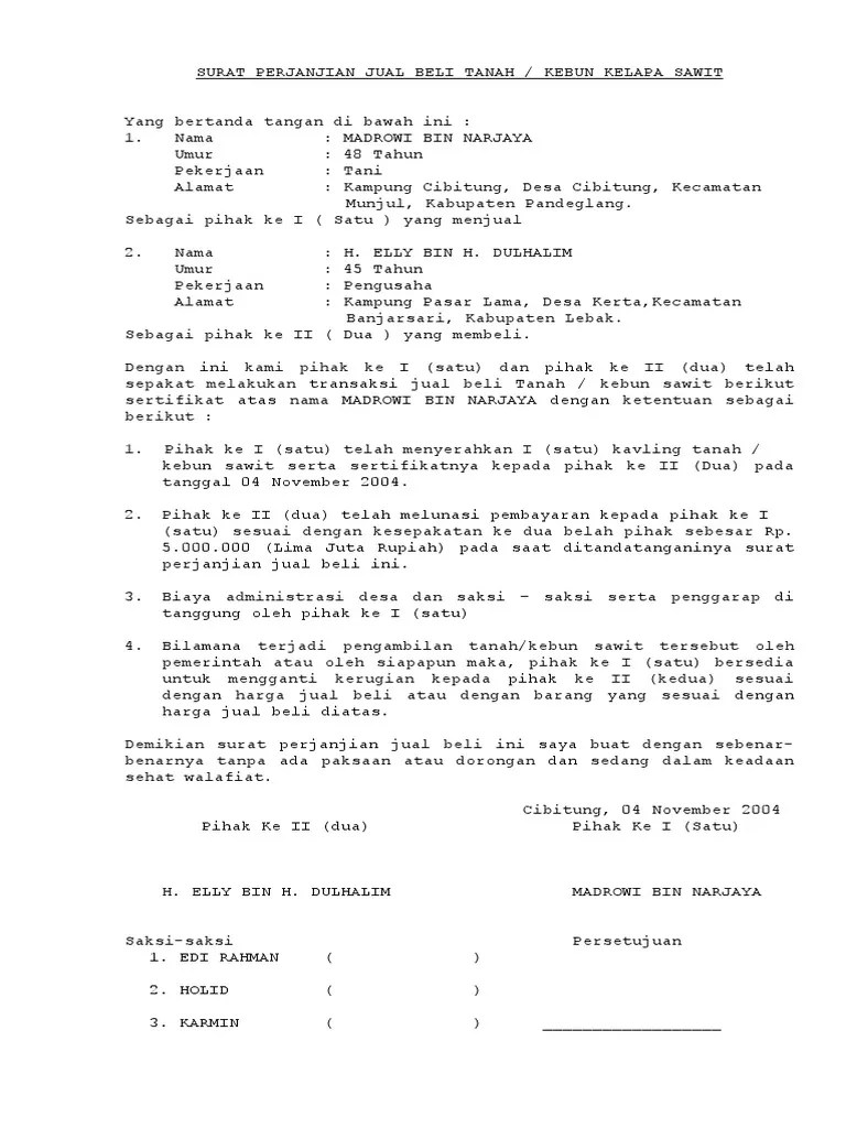 Proses mengurus sertifikat tanah · salinan ktp pemohon dengan legalisir dari pejabat berwenang · fotokopi bukti pembayaran pbb tahun terakhir . Surat Perjanjian Jual Beli Tanah Pdf