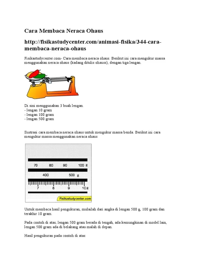 Cara Membaca Neraca Ohaus Fisika - lengan 500 gram.