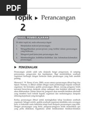 Jadual 5.1 kaedah pengurusan, elemen kepimpinan dan perancangan. Topik 2 Perancangan Pdf