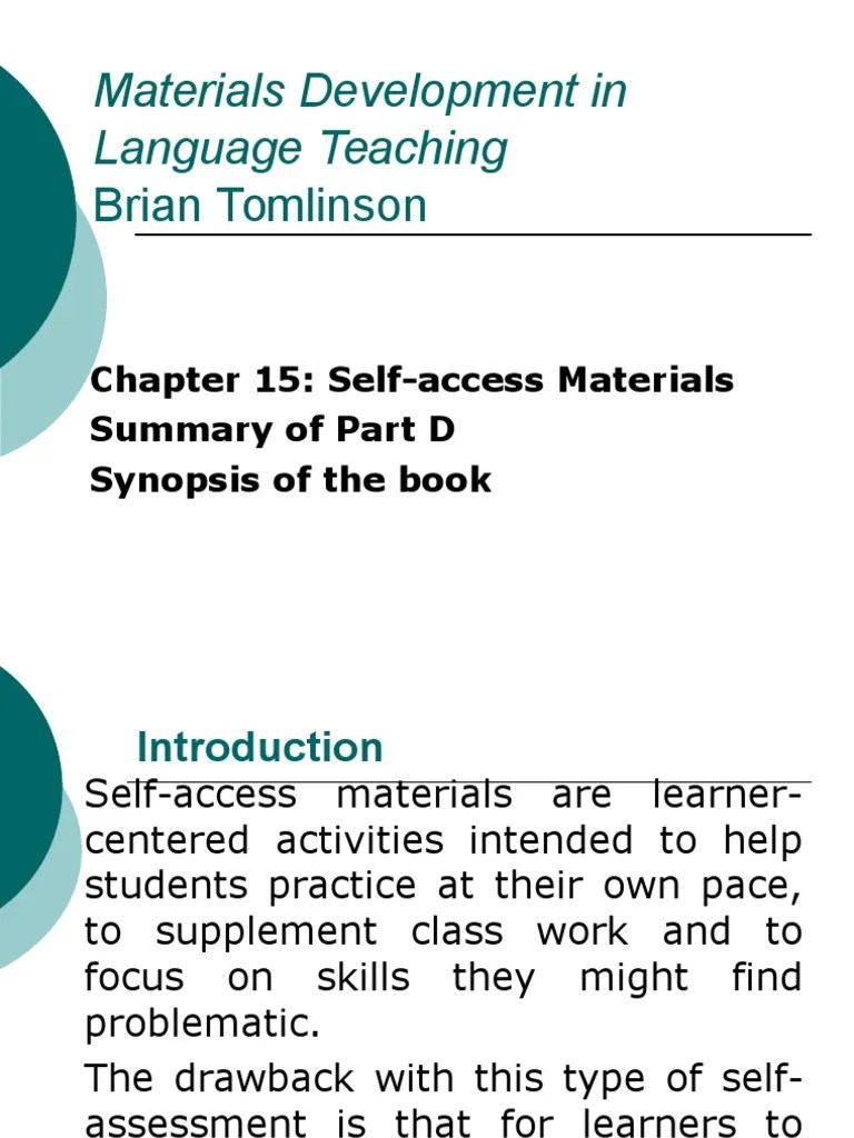 Materials Development In Language Teaching: Brian Tomlinson | PDF ...
