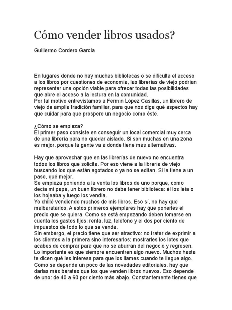 Cómo Vender Libros Usados | PDF | Autor | Libros