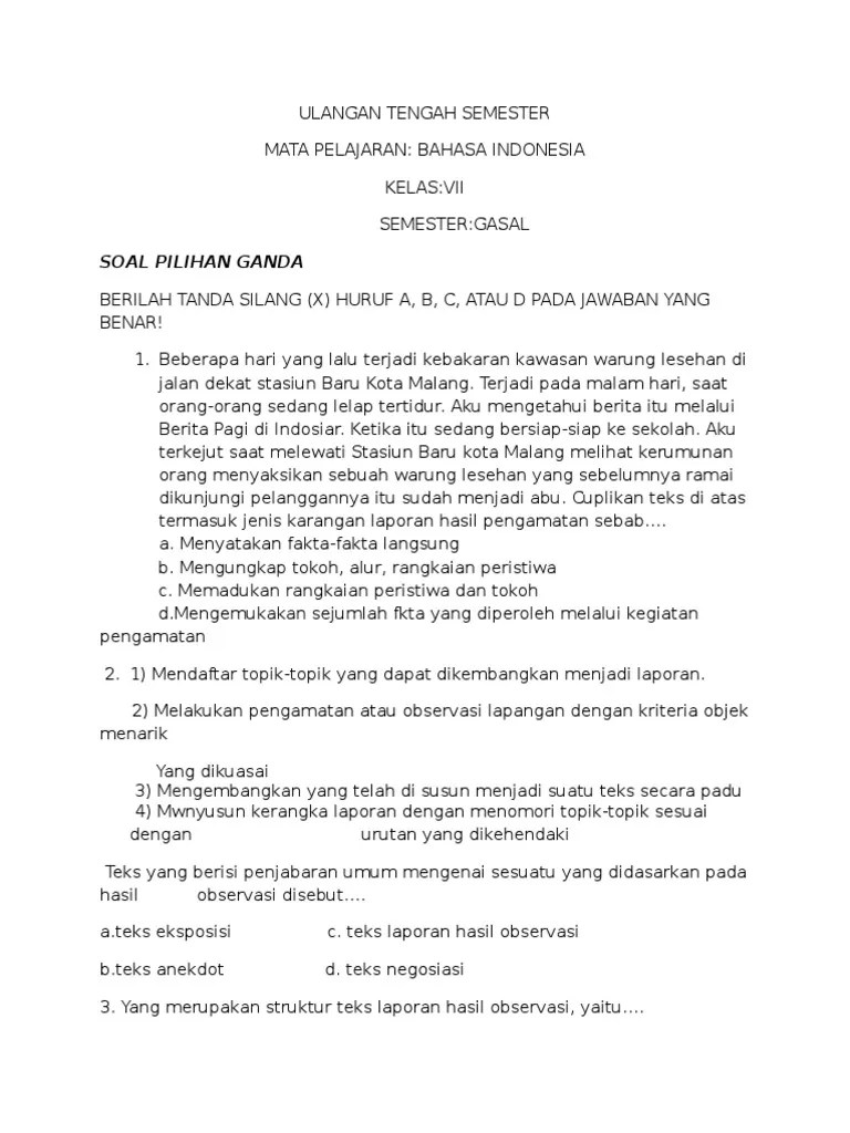 1.apa saja struktur dalam teks negosiasi? Contoh Soal Essay Teks Laporan Hasil Observasi