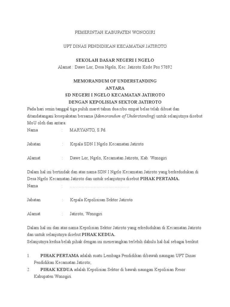 Mou Dengan Polsek Pdf Contoh Surat Perjanjian Kerjasama Sekolah dengan Kepolisian Format Word.