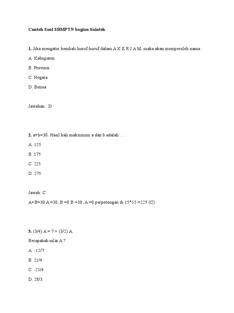 Download Kumpulan Contoh Soal Utbk 2019 Tps Dan Tka Di Laman Ini Jogja 1 Anak yang lahir dari perkawinan yang sah.