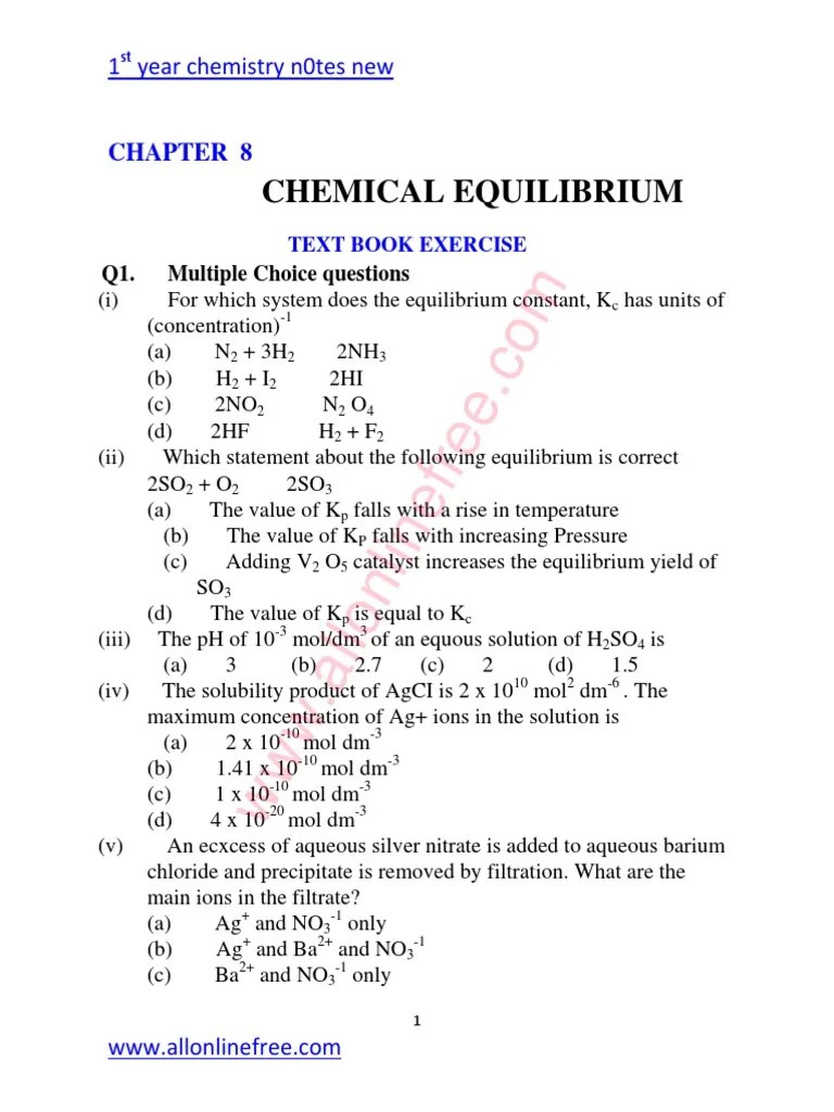 Chemical Equilibrium Calculations Pdf Solve for Q given.