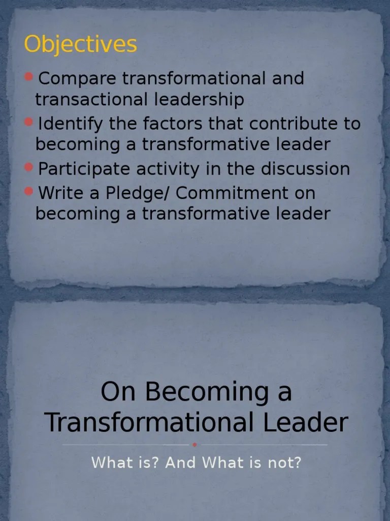 On Becoming A Transformational Leader | PDF | Transformational Leadership | Leadership
