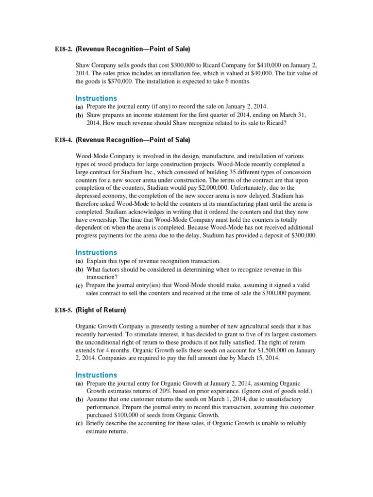 Chapter 18 Homework | PDF | Profit (Accounting) | Revenue