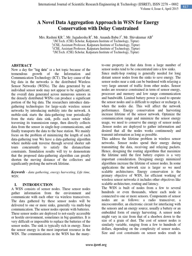 A Novel Data Aggregation Approach In WSN For Energy Conservation With ...