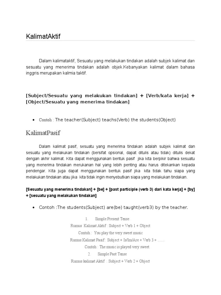 Kali ini kita akan membahas jenis kata yaitu regular verbs. Kalimat Aktif Pasif Grammatical Tense Perfect Grammar