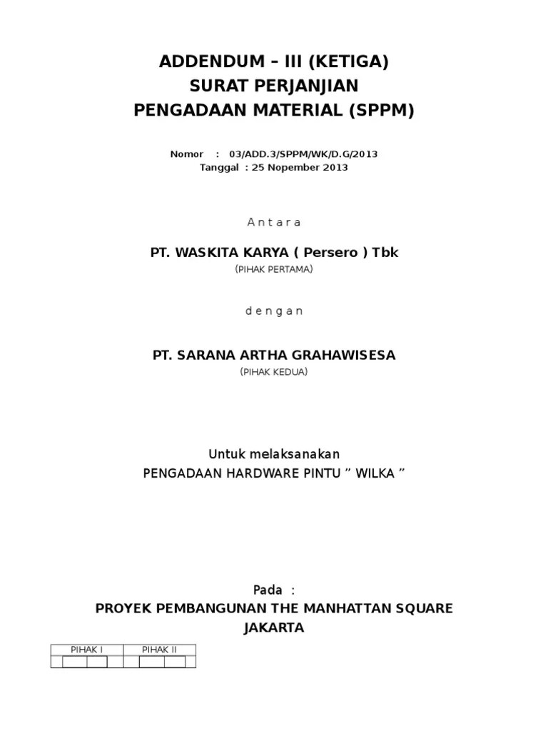 Add 3 SPPM Pengadaan Hardware Pintu Wilka - PT Sag