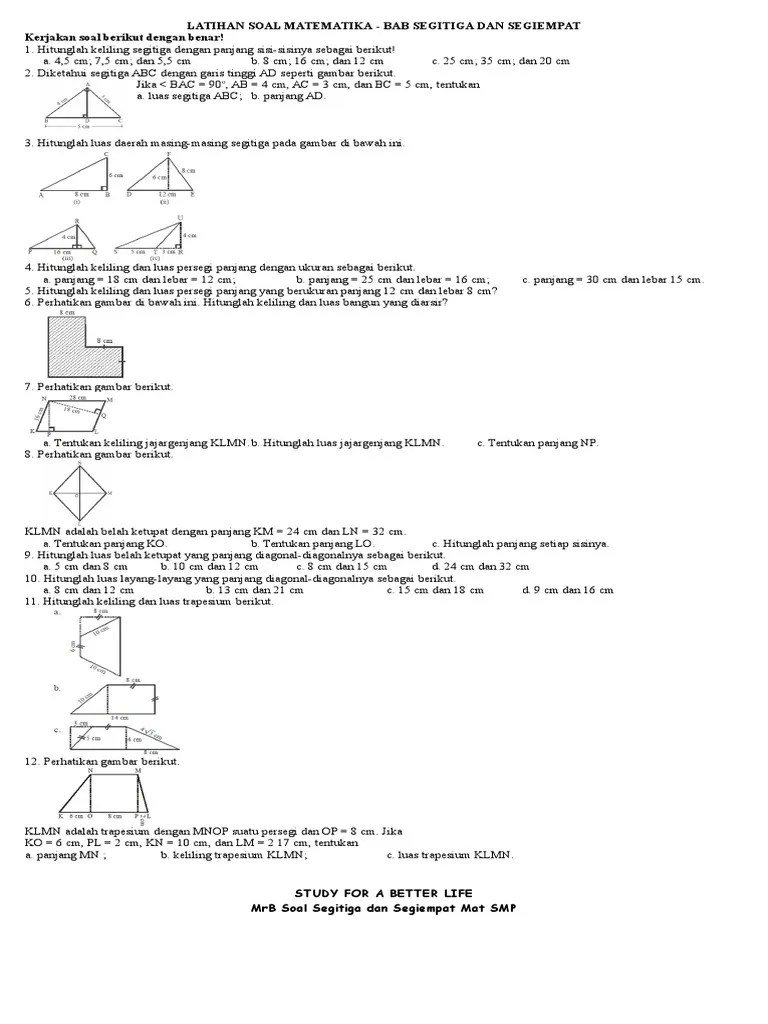 MRB Soal Segitiga Dan Segiempat Mat SMP