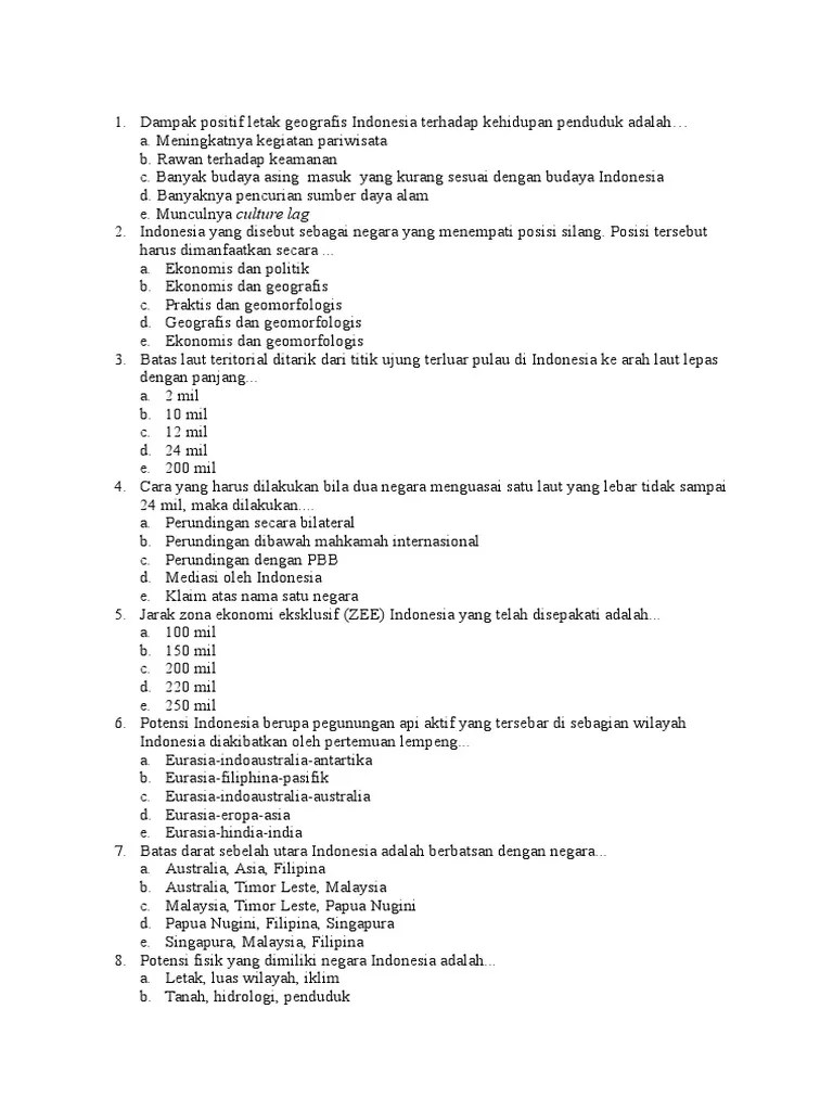 Contoh Soal Potensi Fisik Geografi Indonesia | PDF