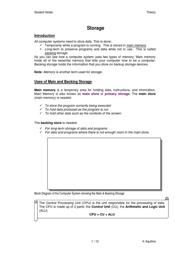 Storage Notes | PDF | Disk Storage | Computer Data Storage