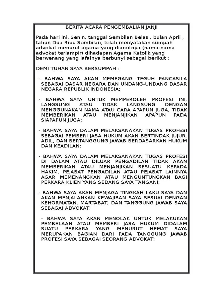 Berita Acara Sumpah Pengacara | PDF