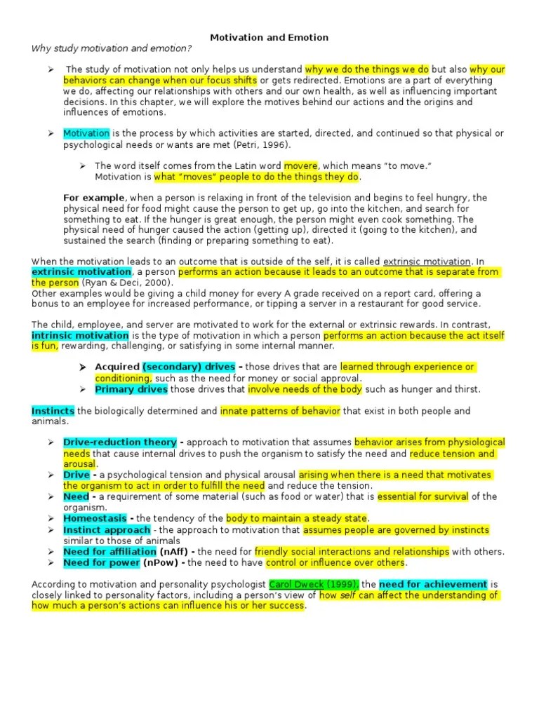 Motivation And Emotion | PDF | Motivation | Motivational