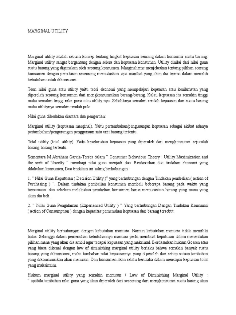Marginal Utility | PDF