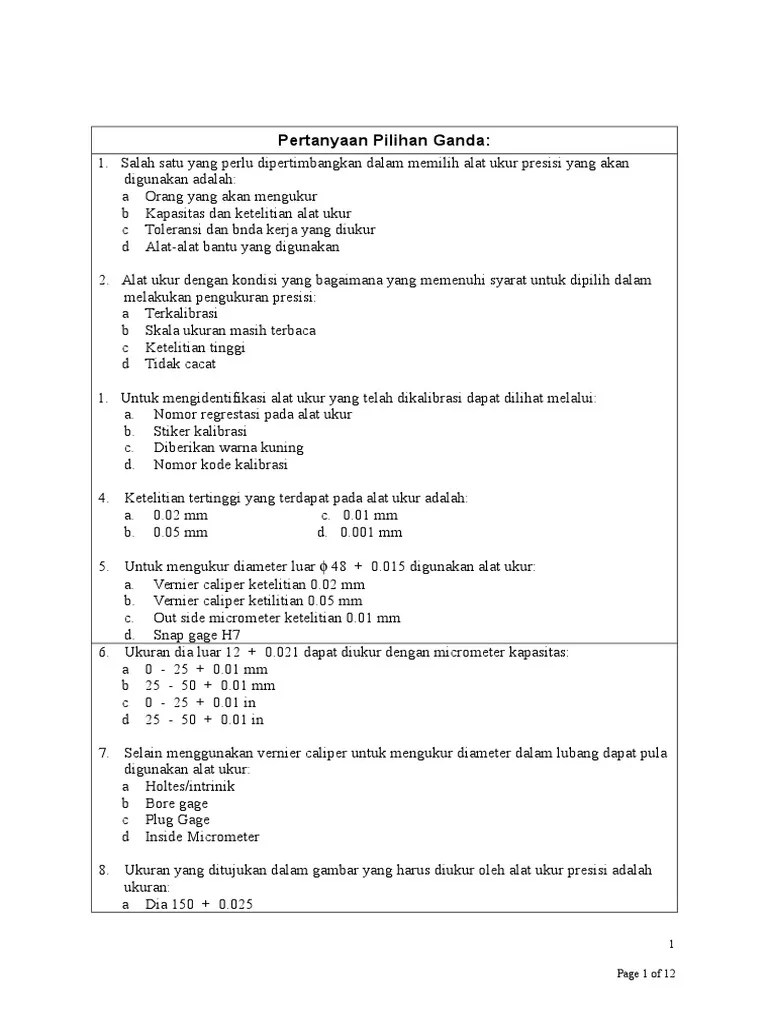 Soal Teori Alat Ukur Presisi | PDF