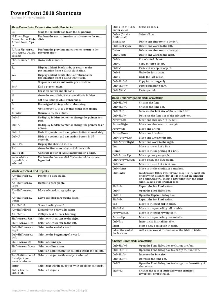 Show Powerpoint Presentation With Shortcuts | PDF | Text | Microsoft Windows