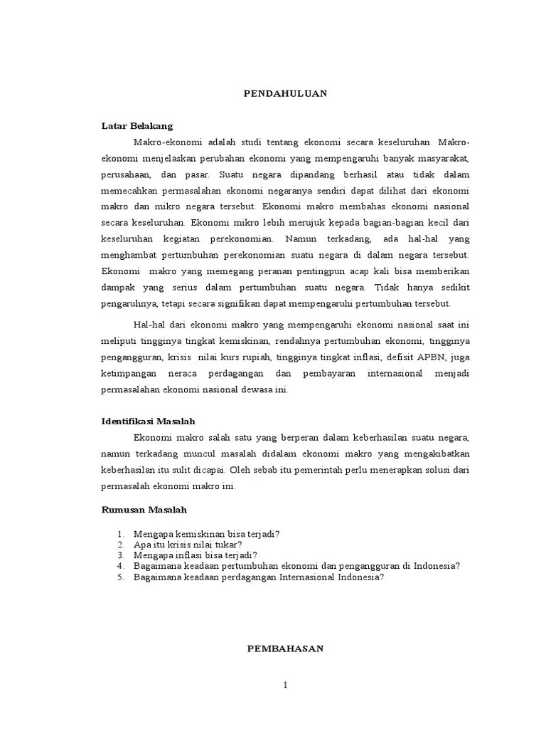 Permasalahan Ekonomi Makro
