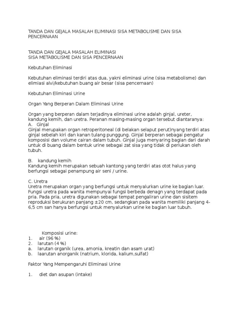 S dengan post operasi ganglion. Contoh Kasus Askep Eliminasi Urine Beserta Soalnya