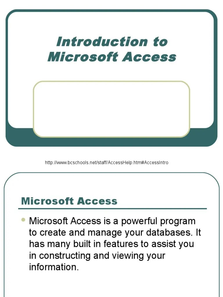 Introduction To Microsoft Access | Download Free PDF | Microsoft Access ...