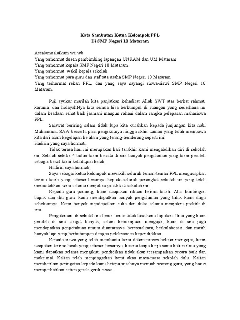 Cara memperkenalkan diri adalah hal yang sangat penting sebab kesan pertama akan sangat memengaruhi pandangan orang lain terhadap anda. Kata Sambutan Menjadi Ketua Kelompok Ppl Pdf