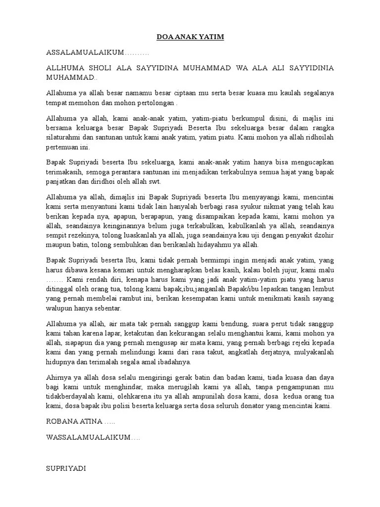  Doa menyantuni anak yatim atau doa anak yatim memiliki arti memohon kepada Allah SWT agar kita bisa memberikan kasih sayang dengan cara memberi makan salam dan perhatian.