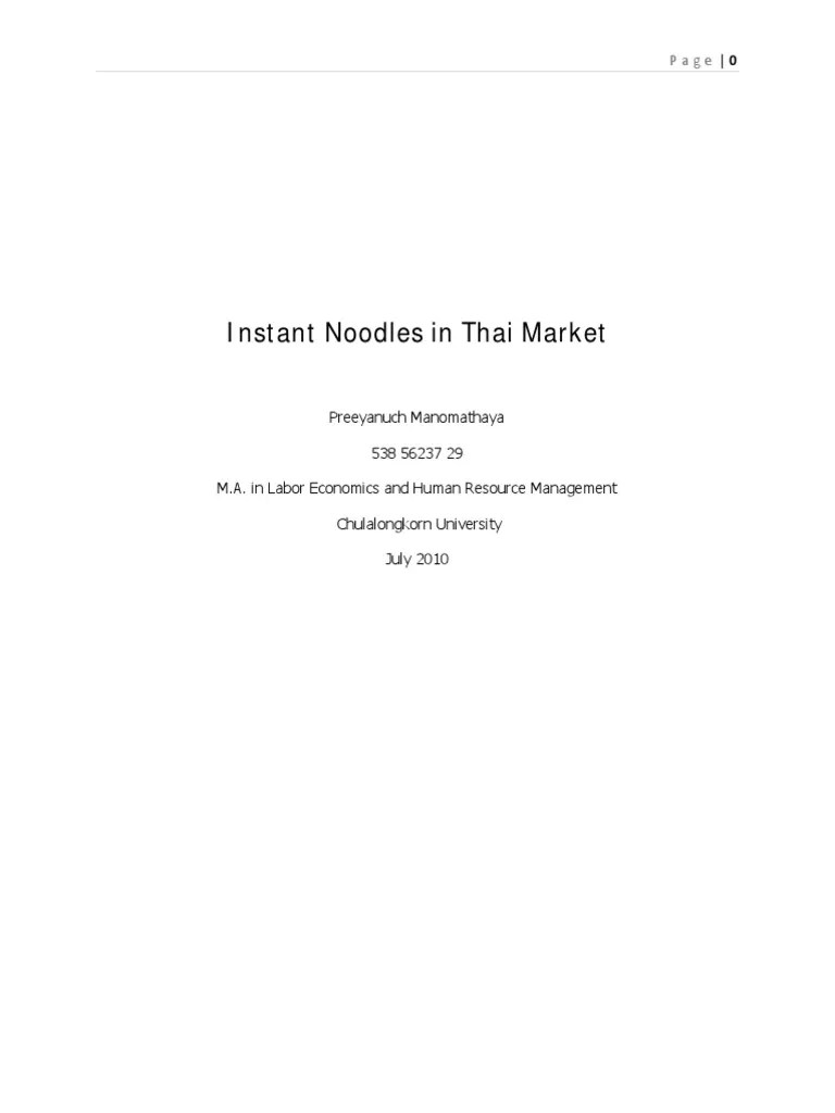 Instant Noodles In Thai Market | PDF | Thailand | Economics