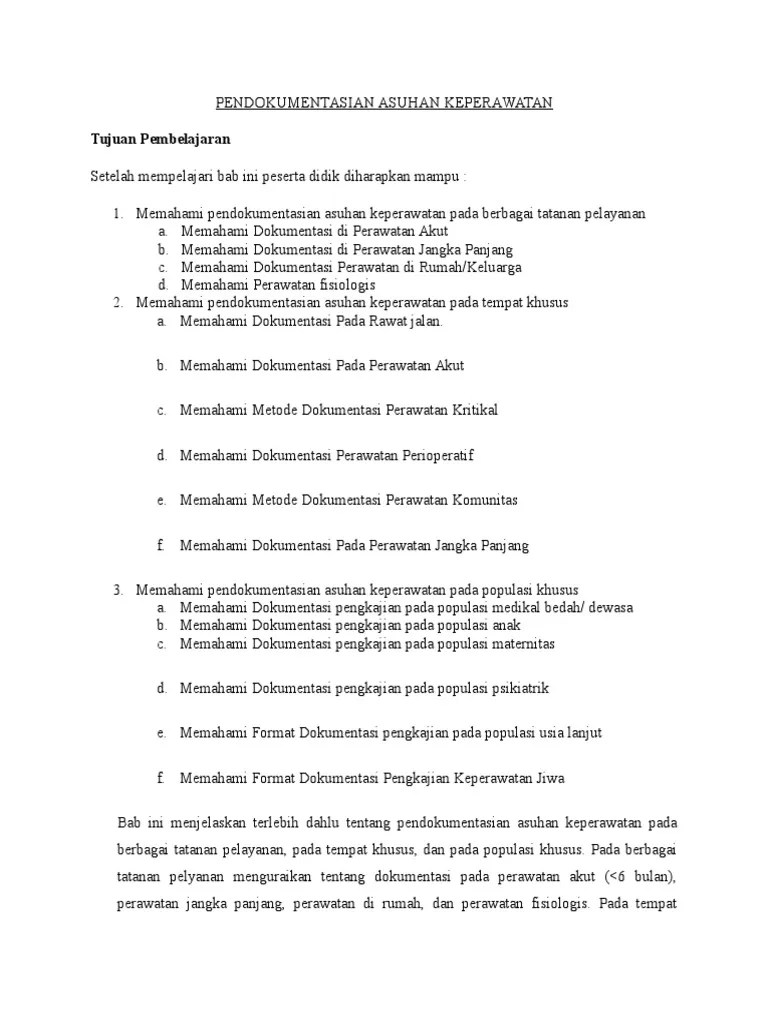Pendokumentasian Asuhan Keperawatan | PDF