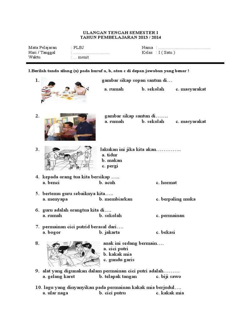 Soal Uts PLBJ Kelas I | PDF