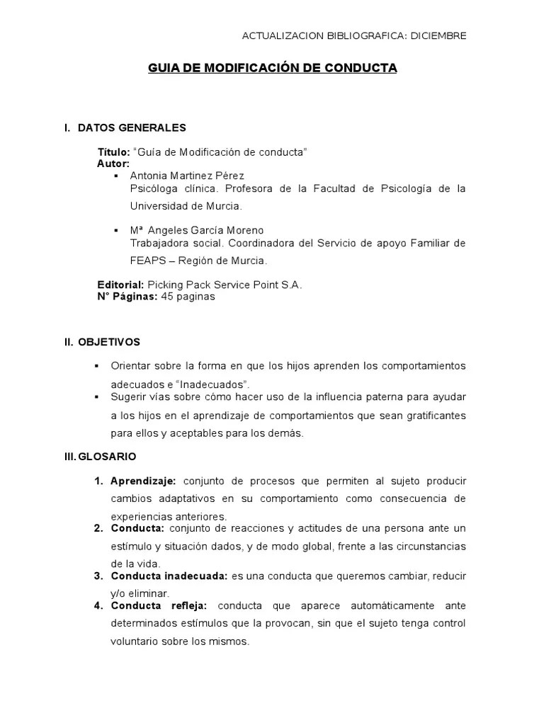 Guia De Modificación De Conducta | Comportamiento | Modificación Del Comportamiento