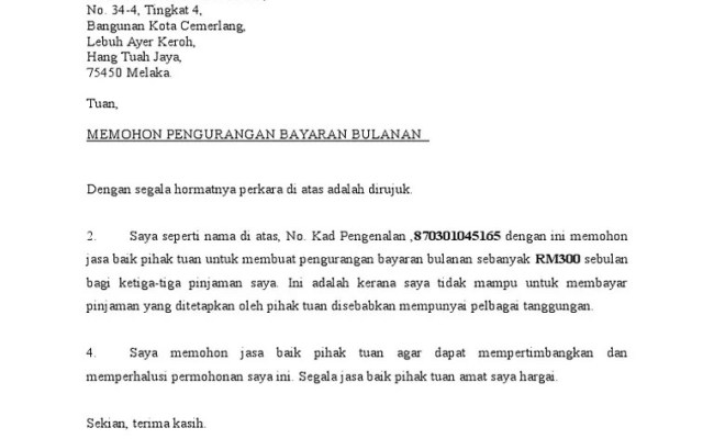 Surat Rayuan Pengurangan Bayaran Akpk Kuora 5 Otosection