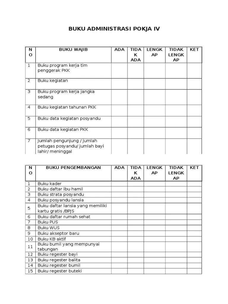 Buku Contoh Laporan Dasawisma - Nusagates