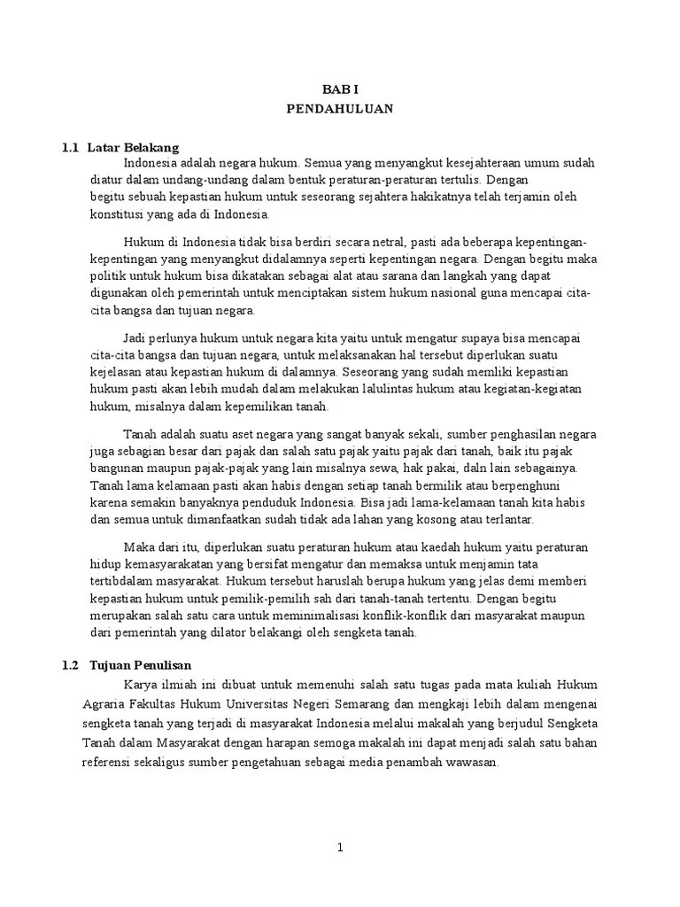 Dari pengalaman masa lalu cukup banyak sengketa tanah yang timbul sebagai akibat. Sengketa Tanah Dalam Masyarakat Pdf