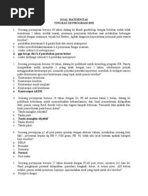 Intervensi keperawatan dan evaluasi), kasus untuk diskusi dan contoh contoh soal. Soal Maternitas Pdf