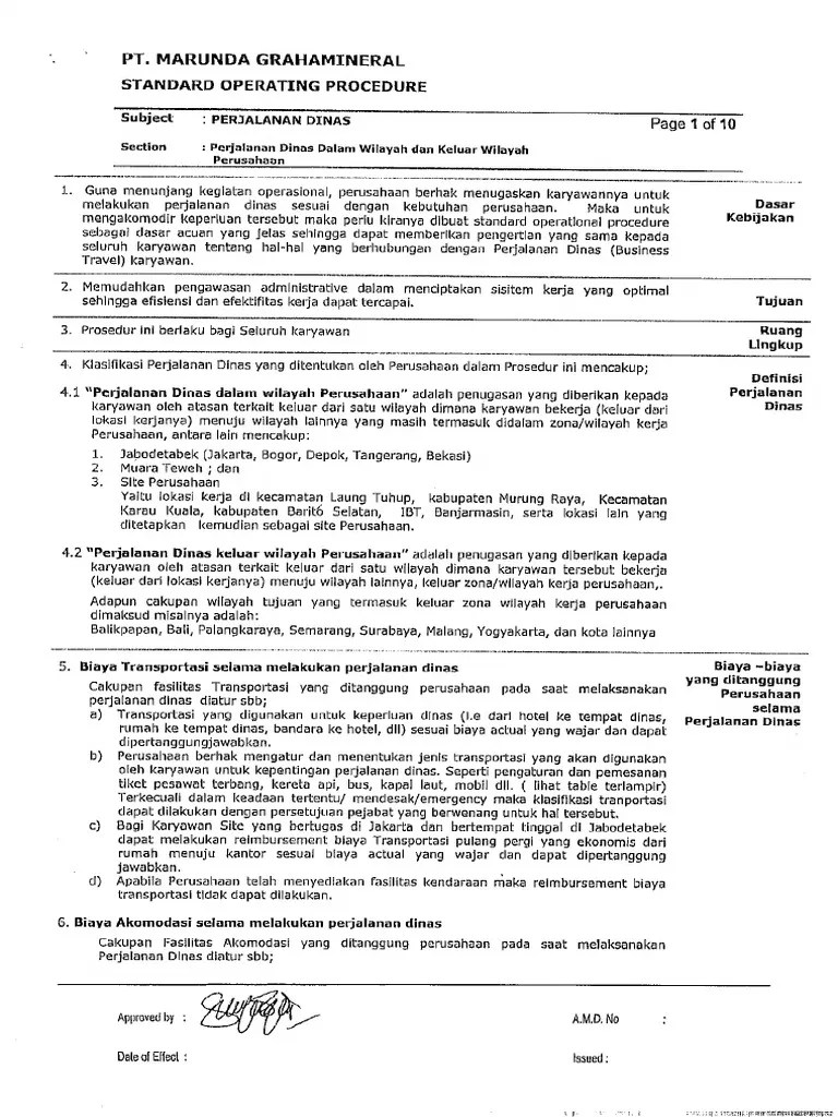 Pengertian biaya akomodasi dalam perjalanan dinas. Sop Perjalanan Dinas Pdf