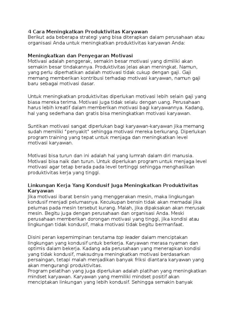 6 tips meningkatkan produktivitas karyawan di tempat kerja · 1. 4 Cara Meningkatkan Produktivitas Karyawan Pdf