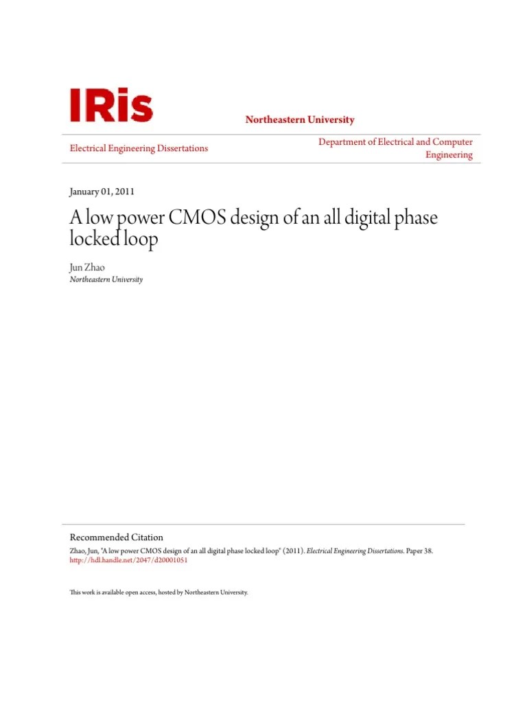 A Low Power CMOS Design Of An All Digital Phase Locked Loop PDF | PDF ...